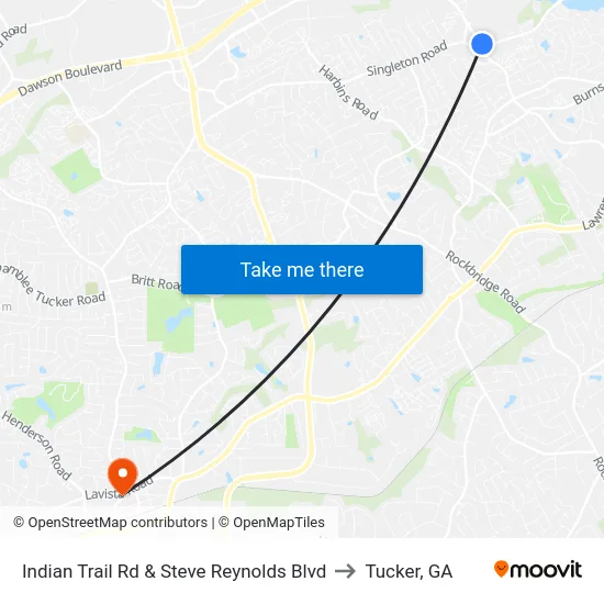 Indian Trail Rd & Steve Reynolds Blvd to Tucker, GA map