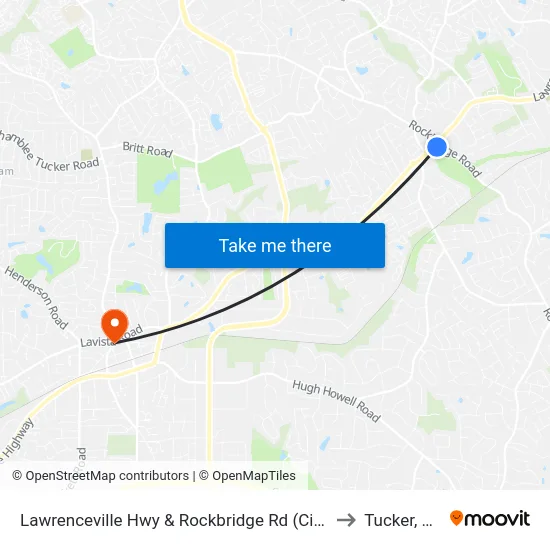 Lawrenceville Hwy & Rockbridge Rd (Citgo to Tucker, GA map