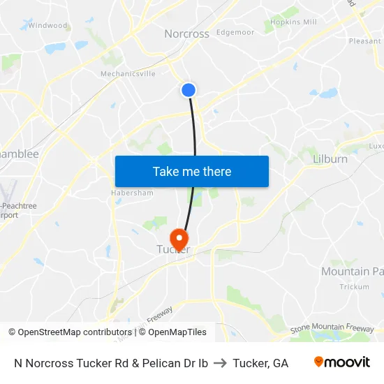N Norcross Tucker Rd & Pelican Dr Ib to Tucker, GA map