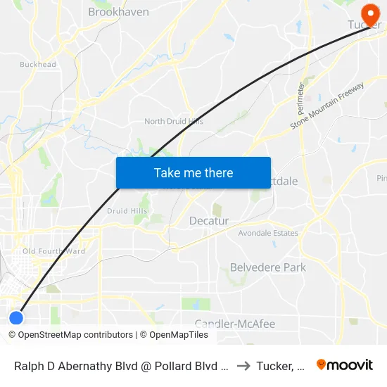 Ralph D Abernathy Blvd @ Pollard Blvd SW to Tucker, GA map