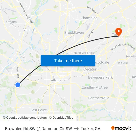 Brownlee Rd SW @ Dameron Cir SW to Tucker, GA map