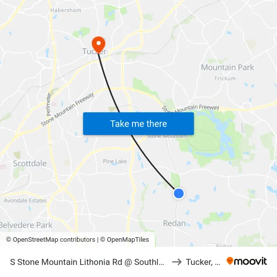 S Stone Mountain Lithonia Rd @ Southland Dr to Tucker, GA map