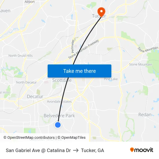 San Gabriel Ave @ Catalina Dr to Tucker, GA map