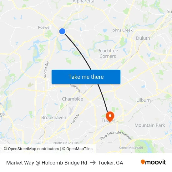 Market Way @ Holcomb Bridge Rd to Tucker, GA map