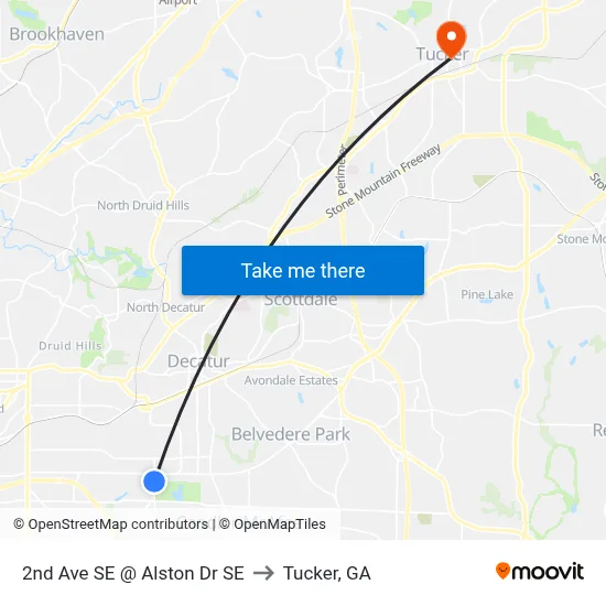 2nd Ave SE @ Alston Dr SE to Tucker, GA map