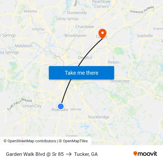 Garden Walk Blvd @ Sr 85 to Tucker, GA map
