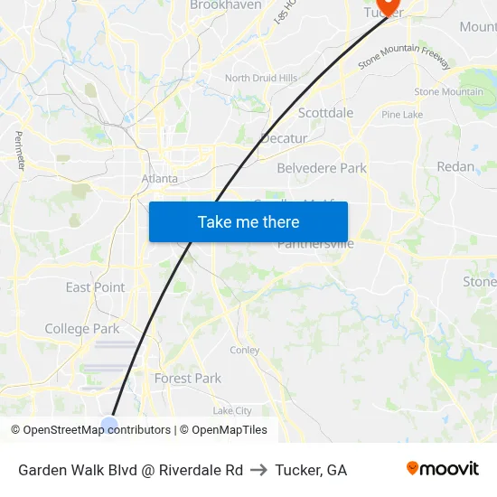 Garden Walk Blvd @ Riverdale Rd to Tucker, GA map