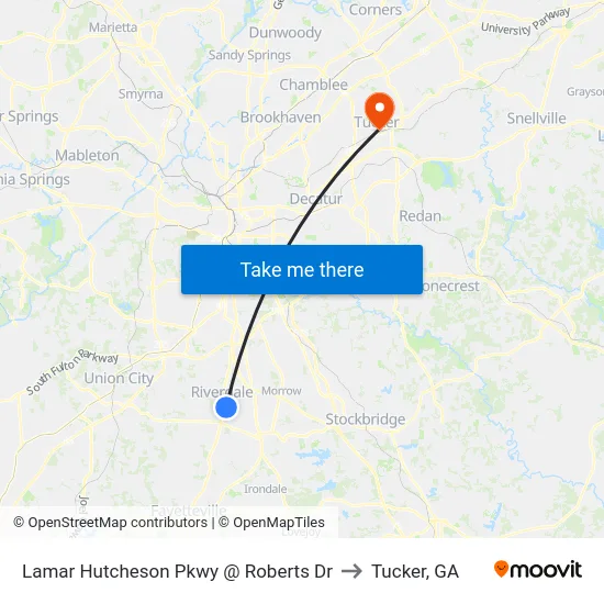 Lamar Hutcheson Pkwy @ Roberts Dr to Tucker, GA map