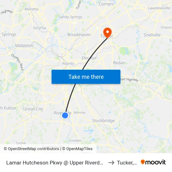 Lamar Hutcheson Pkwy @ Upper Riverdale Rd SW to Tucker, GA map