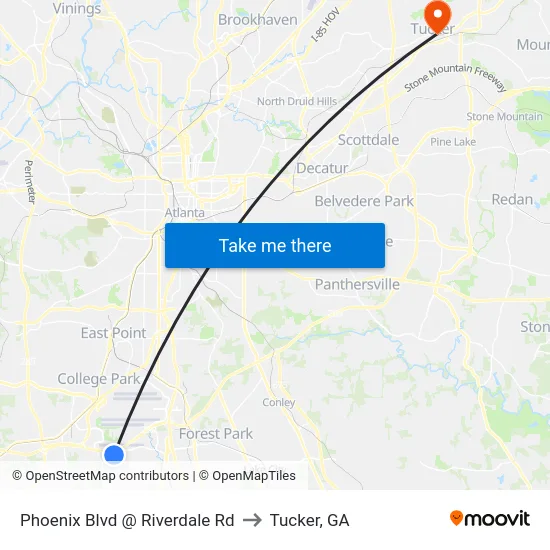 Phoenix Blvd @ Riverdale Rd to Tucker, GA map