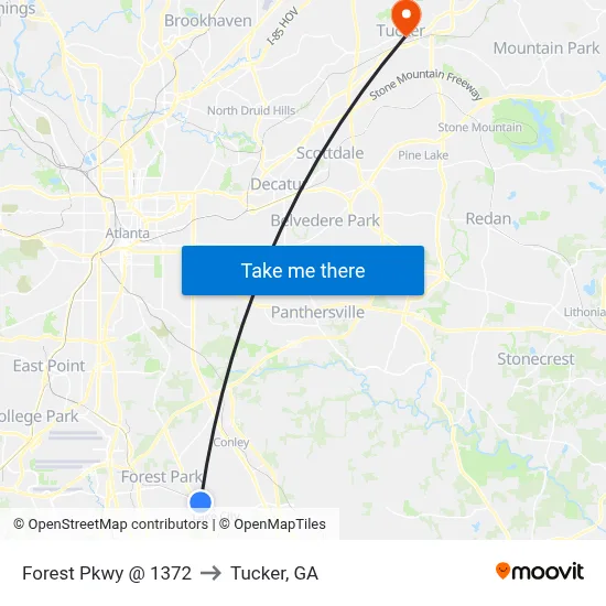 Forest Pkwy @ 1372 to Tucker, GA map