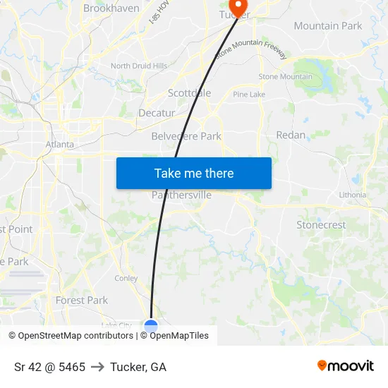 Sr 42 @ 5465 to Tucker, GA map