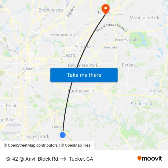 Sr 42 @ Anvil Block Rd to Tucker, GA map