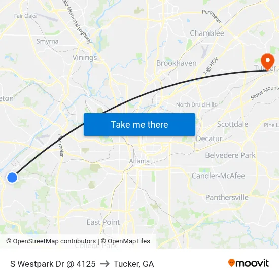 S Westpark Dr @ 4125 to Tucker, GA map