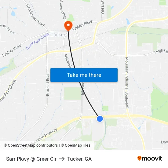 Sarr Pkwy @ Greer Cir to Tucker, GA map
