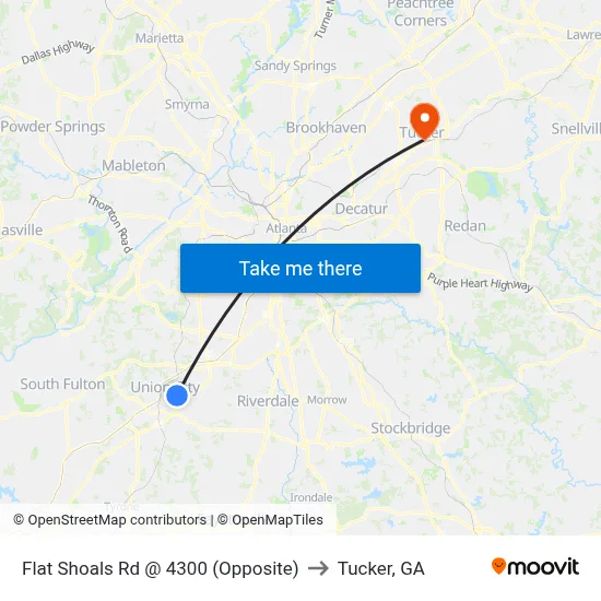 Flat Shoals Rd @ 4300 (Opposite) to Tucker, GA map