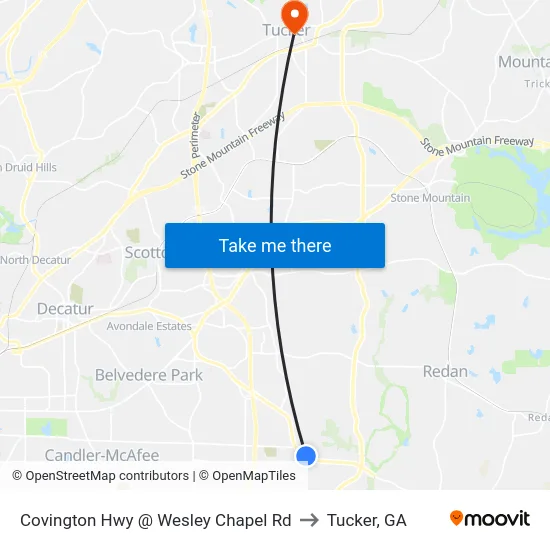 Covington Hwy @ Wesley Chapel Rd to Tucker, GA map