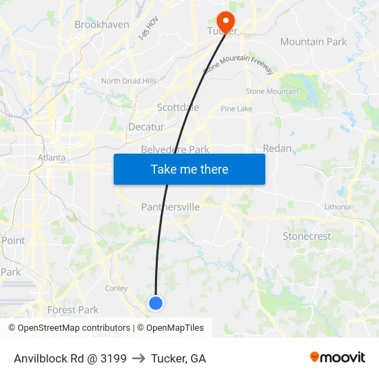 Anvilblock Rd @ 3199 to Tucker, GA map
