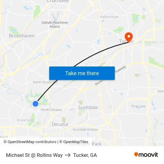Michael St @ Rollins Way to Tucker, GA map