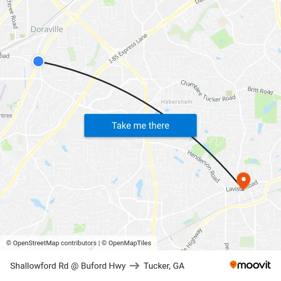 Shallowford Rd @ Buford Hwy to Tucker, GA map