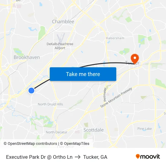 Executive Park Dr @ Ortho Ln to Tucker, GA map