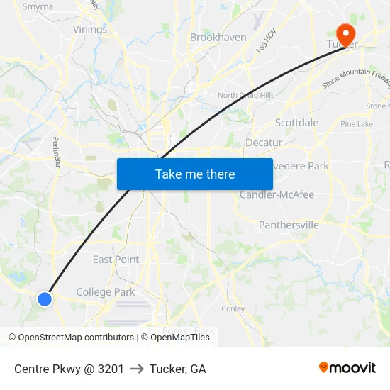 Centre Pkwy @ 3201 to Tucker, GA map