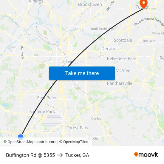 Buffington Rd @ 5355 to Tucker, GA map