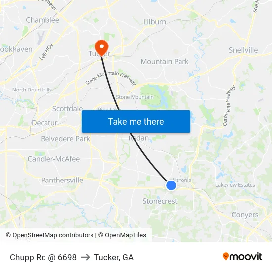 Chupp Rd @ 6698 to Tucker, GA map