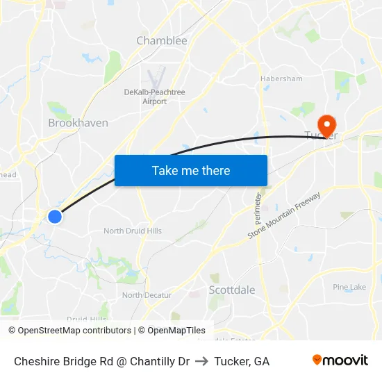 Cheshire Bridge Rd @ Chantilly Dr to Tucker, GA map