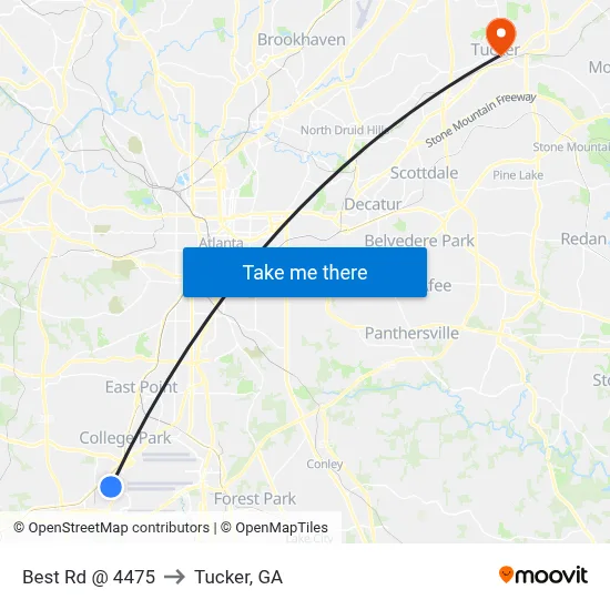 Best Rd @ 4475 to Tucker, GA map