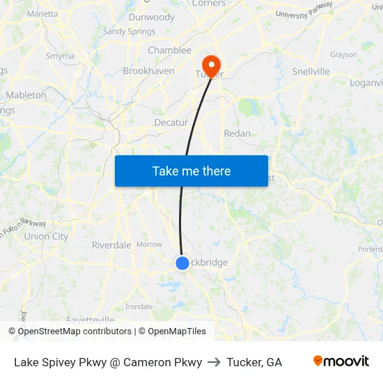 Lake Spivey Pkwy @ Cameron Pkwy to Tucker, GA map