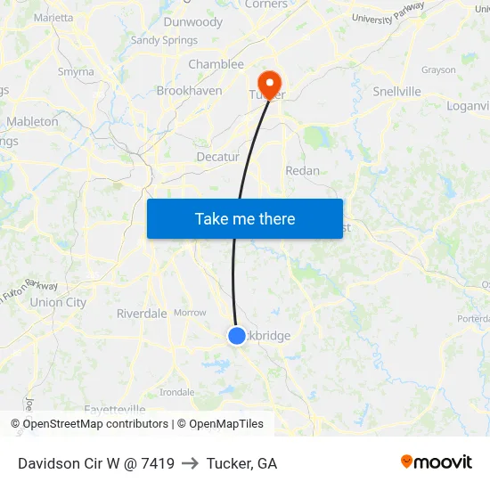 Davidson Cir W @ 7419 to Tucker, GA map