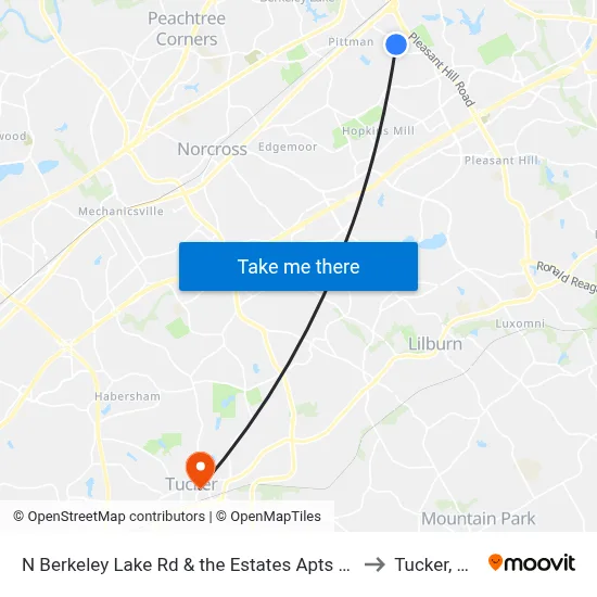 N Berkeley Lake Rd & the Estates Apts Ob to Tucker, GA map