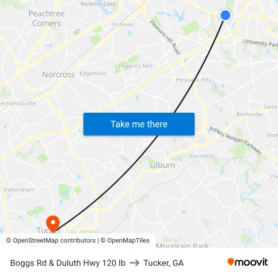 Boggs Rd & Duluth Hwy 120 Ib to Tucker, GA map