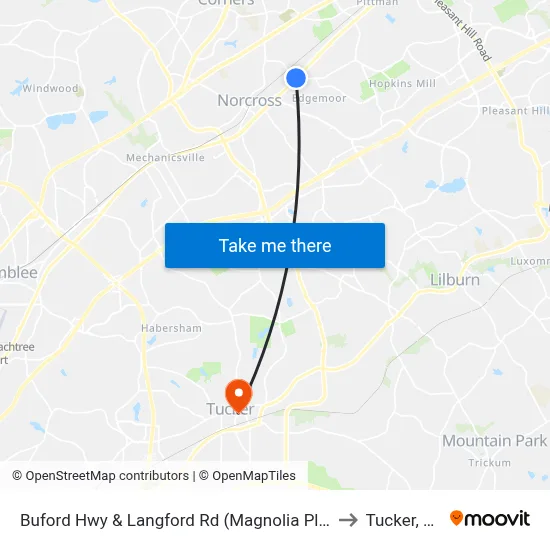 Buford Hwy & Langford Rd (Magnolia Plaza to Tucker, GA map