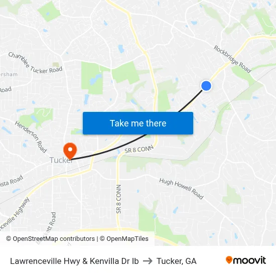 Lawrenceville Hwy & Kenvilla Dr Ib to Tucker, GA map