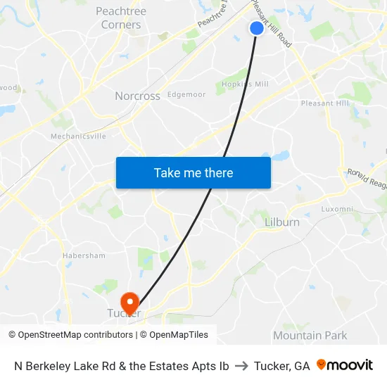 N Berkeley Lake Rd & the Estates Apts Ib to Tucker, GA map