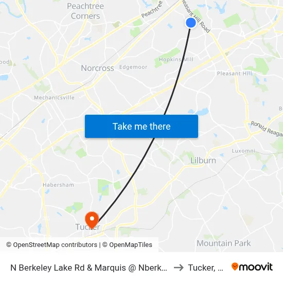N Berkeley Lake Rd & Marquis @ Nberkeley to Tucker, GA map