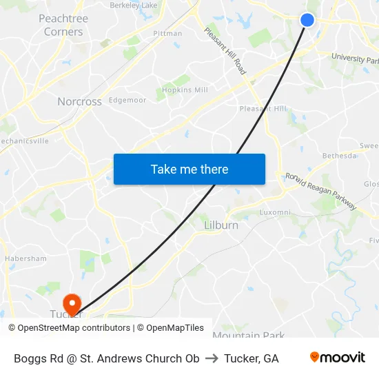 Boggs Rd @ St. Andrews Church Ob to Tucker, GA map
