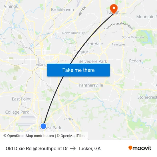 Old Dixie Rd @ Southpoint Dr to Tucker, GA map