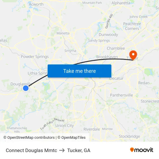 Connect Douglas Mmtc to Tucker, GA map