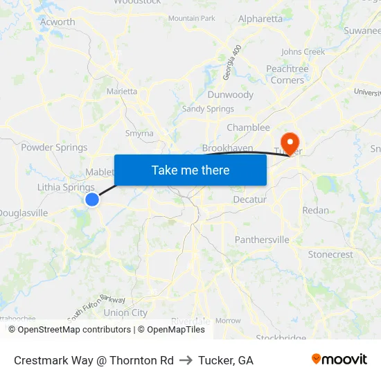Crestmark Way @ Thornton Rd to Tucker, GA map