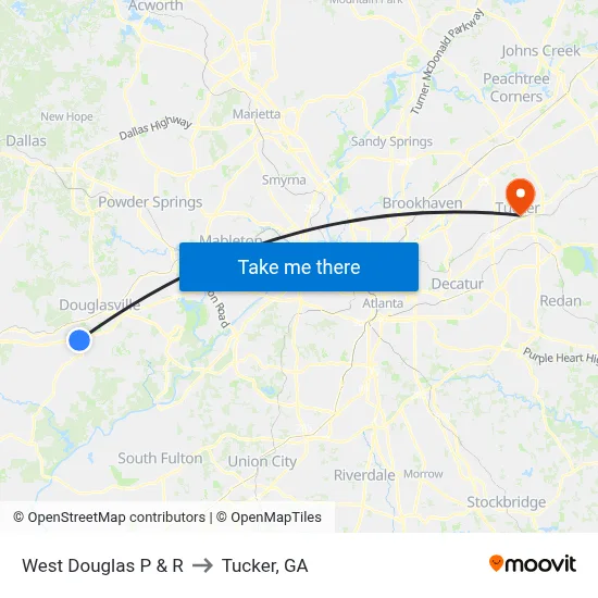 West Douglas P & R to Tucker, GA map