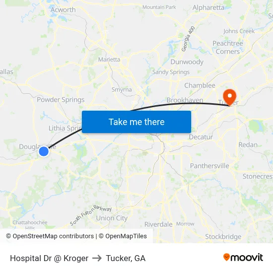 Hospital Dr @ Kroger to Tucker, GA map