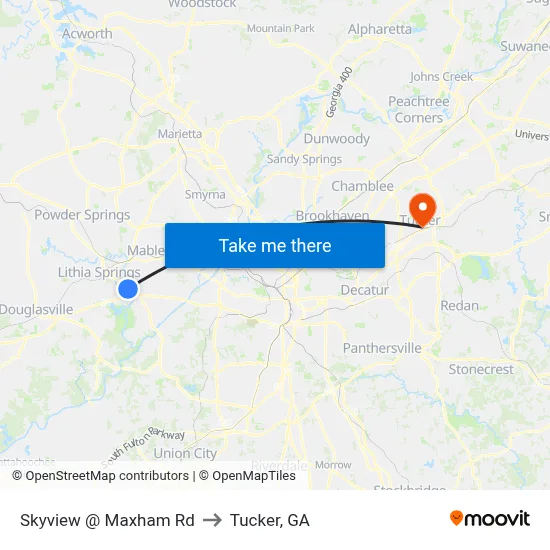 Skyview @ Maxham Rd to Tucker, GA map