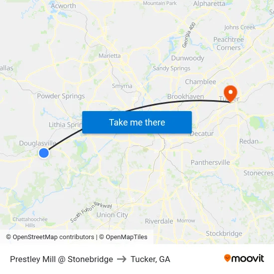 Prestley Mill @ Stonebridge to Tucker, GA map