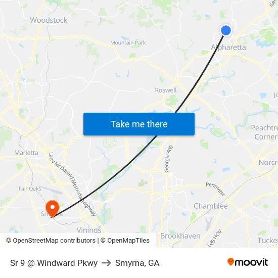 Sr 9 @ Windward Pkwy to Smyrna, GA map