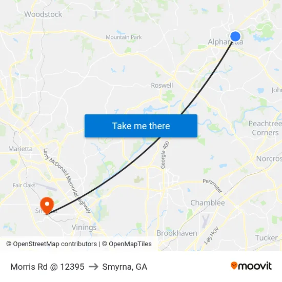 Morris Rd @ 12395 to Smyrna, GA map
