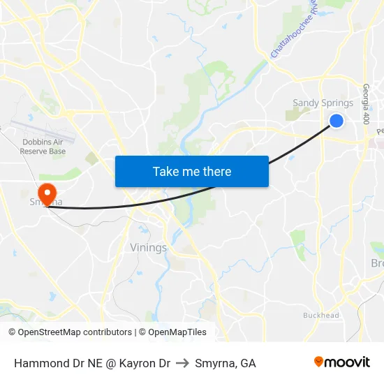 Hammond Dr NE @ Kayron Dr to Smyrna, GA map