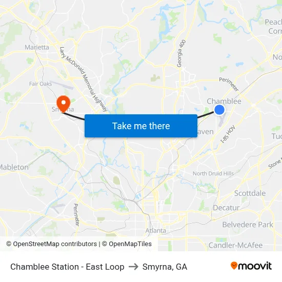 Chamblee Station - East Loop to Smyrna, GA map